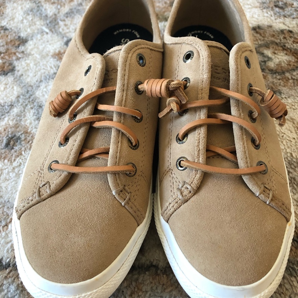 Sperry Suede Tan Casual Sneakers with White Soles